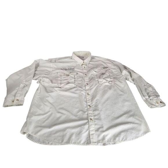 Columbia PFG Button‎ Up Shirt Men Sz XXL Big Trouble Boatworks Vented Outdoors - Picture 1 of 9